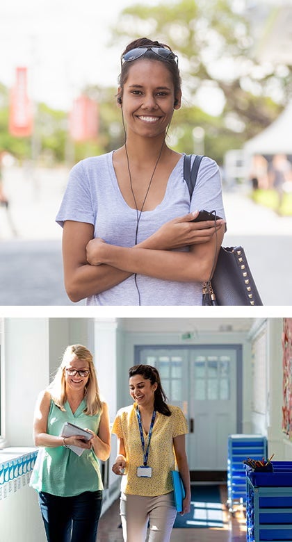 One UC online student reading a book and smiling