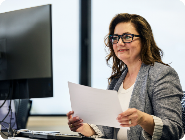 Disability Advocate working at computer