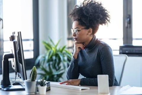 Woman studying education online